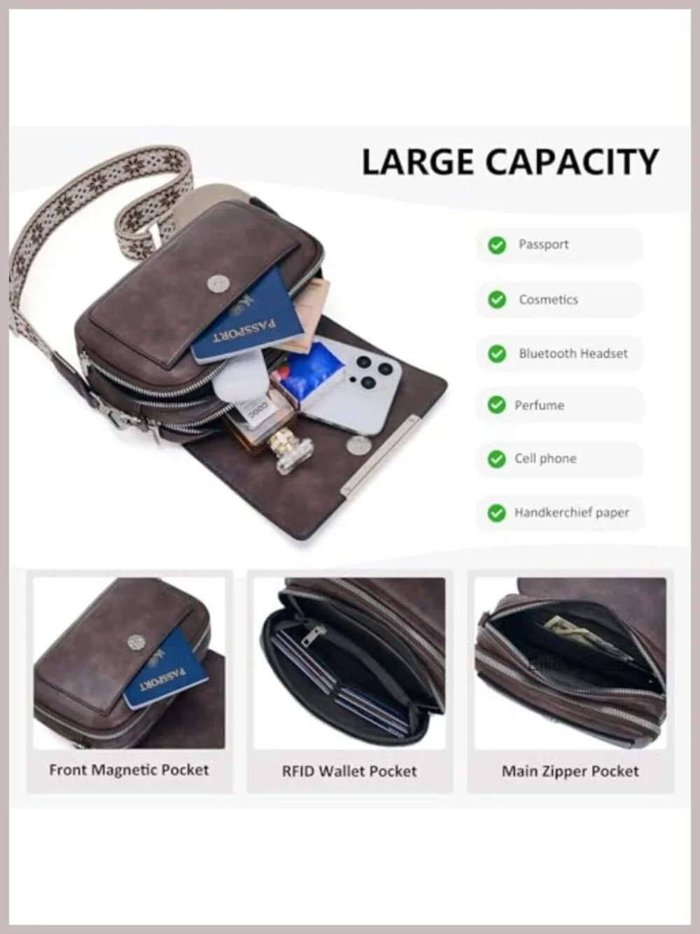 Small Crossbody Wallet Purse with Card Slots Faux Leather Shoulder Handbag